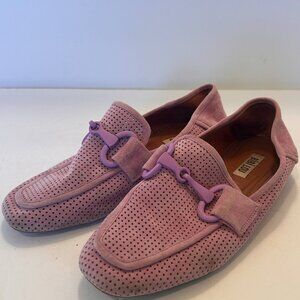 Bibi Lou Suede Loafer slip on Womens shoe size 37 7 Lavender Purple buckle